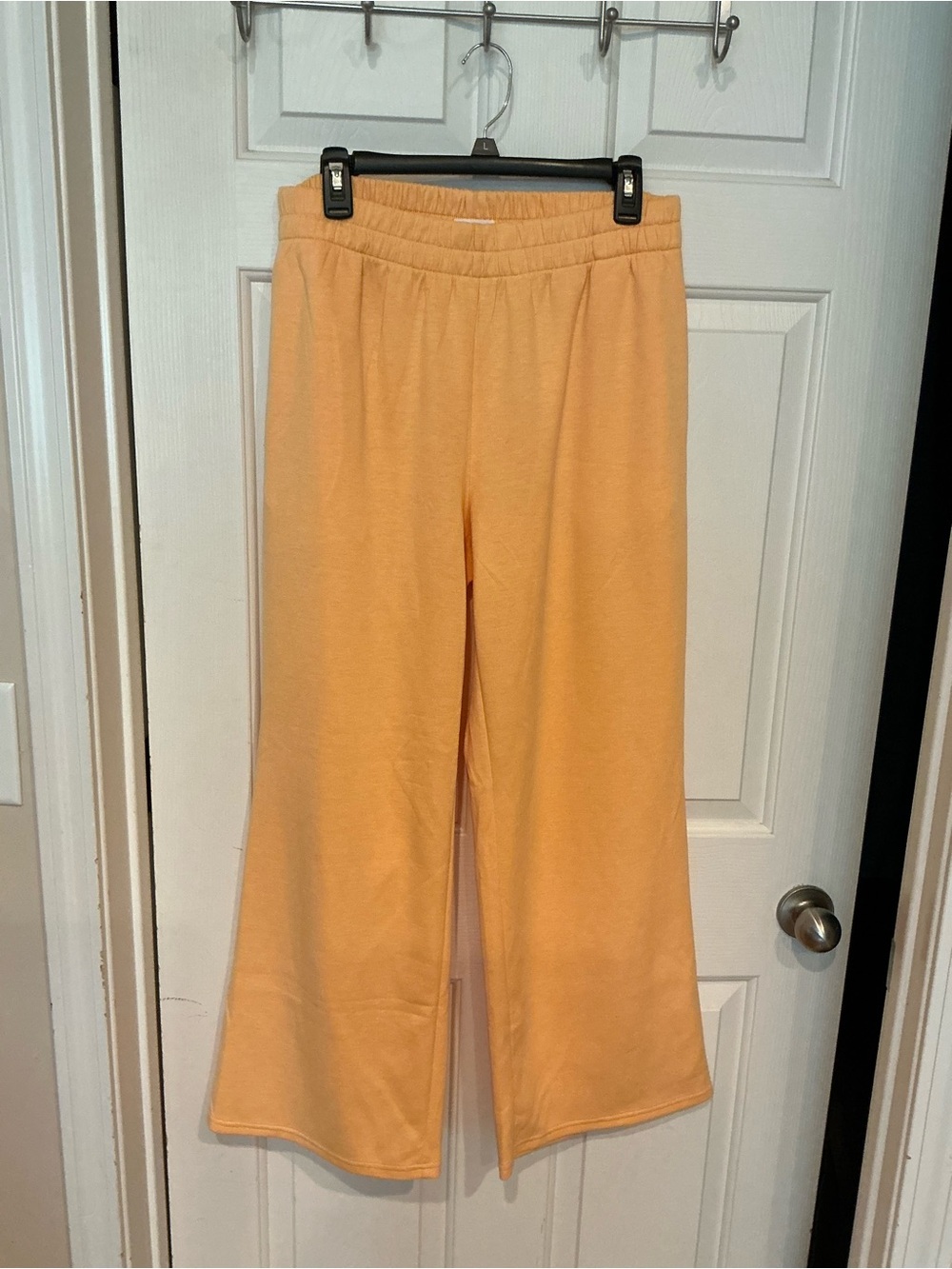 Peach Wide-Leg Women's Track Pants with Elastic Waist